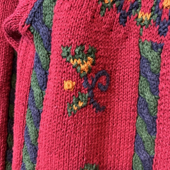 Vtg Signatures By Northern Isles Women M Sweater Floral Cable Knit By Hand 6288 - Picture 7 of 12